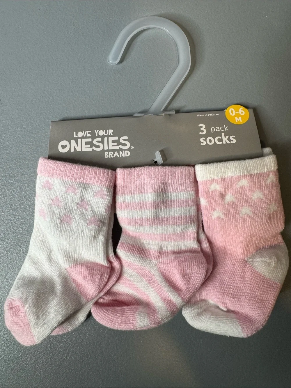 Gerber Pink and White Baby Socks 3-Pack 0-6 months up to 16lbs thick socks comfy